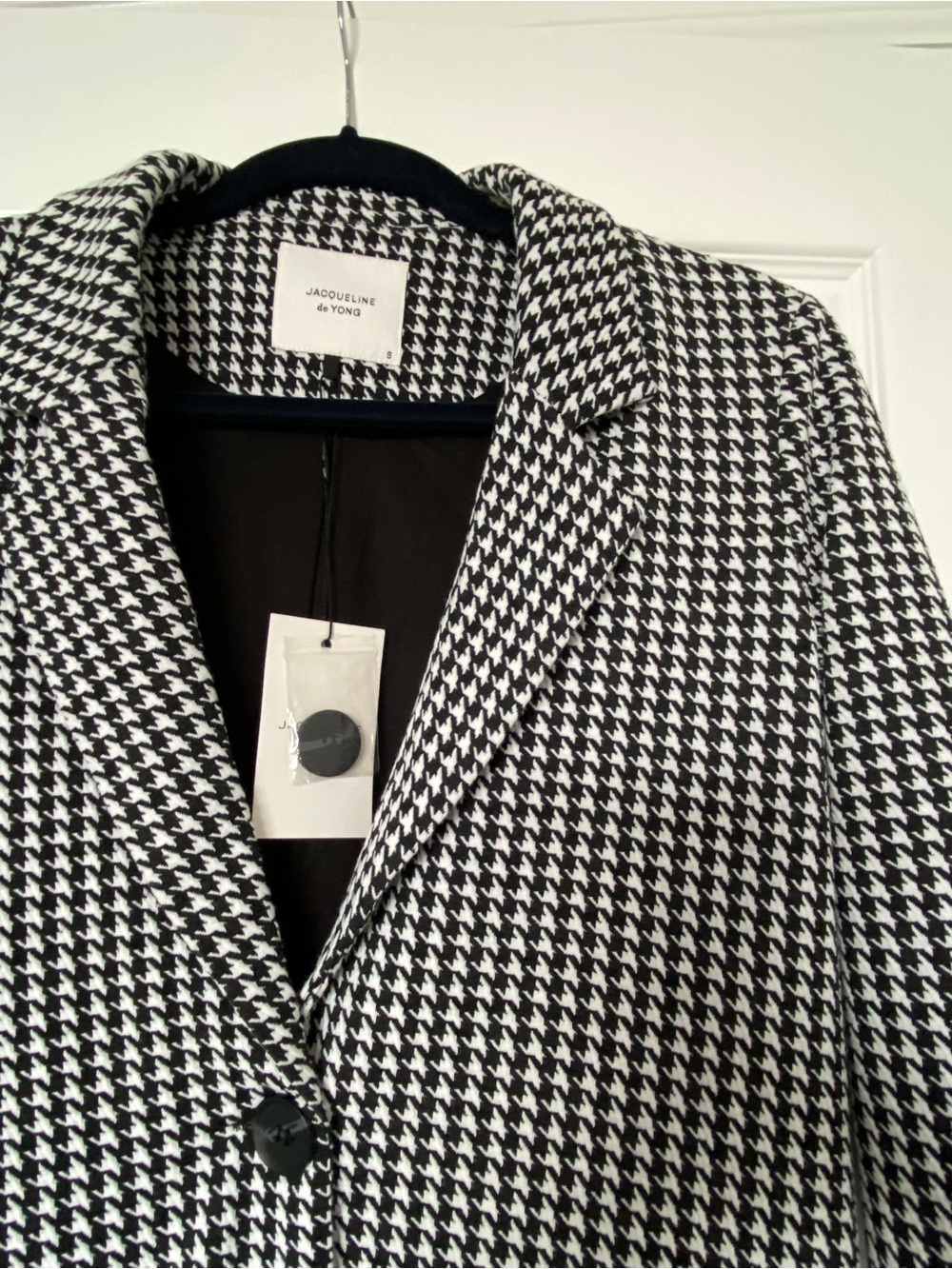 Houndstooth Longline Blazer - Black & White - Picture 5 of 6